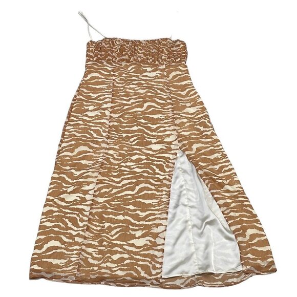 Camila Coelho Bailee Midi Dress Revolve Straps Slit Tan Size Large L - Picture 4 of 17